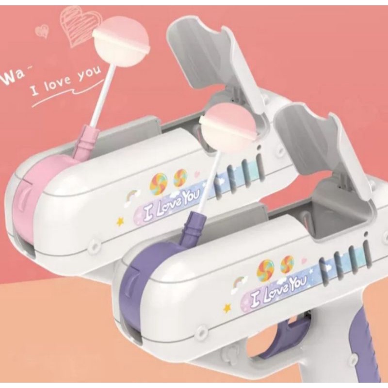 lollipop candy gun case save mainan anak tiktok viral pink purple ungu