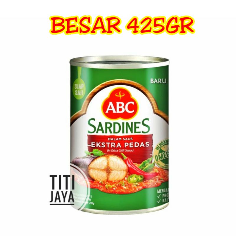 SARDEN SARDINES ABC BESAR 425 GRAM EXTRA PEDAS TOMAT GROSIR TERMURAH