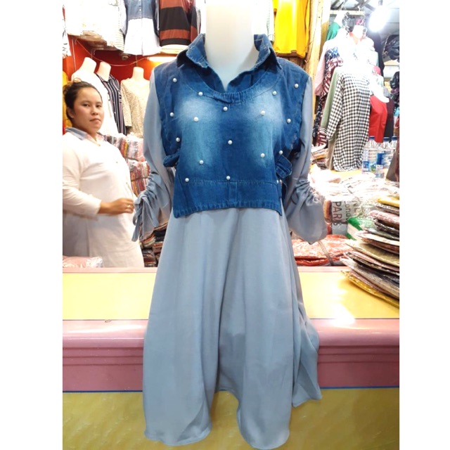 Tunik kombinasi levis mutiara, mutiara tembakan tidak gampang lepas,ingin lihat warna lngsng chat ya