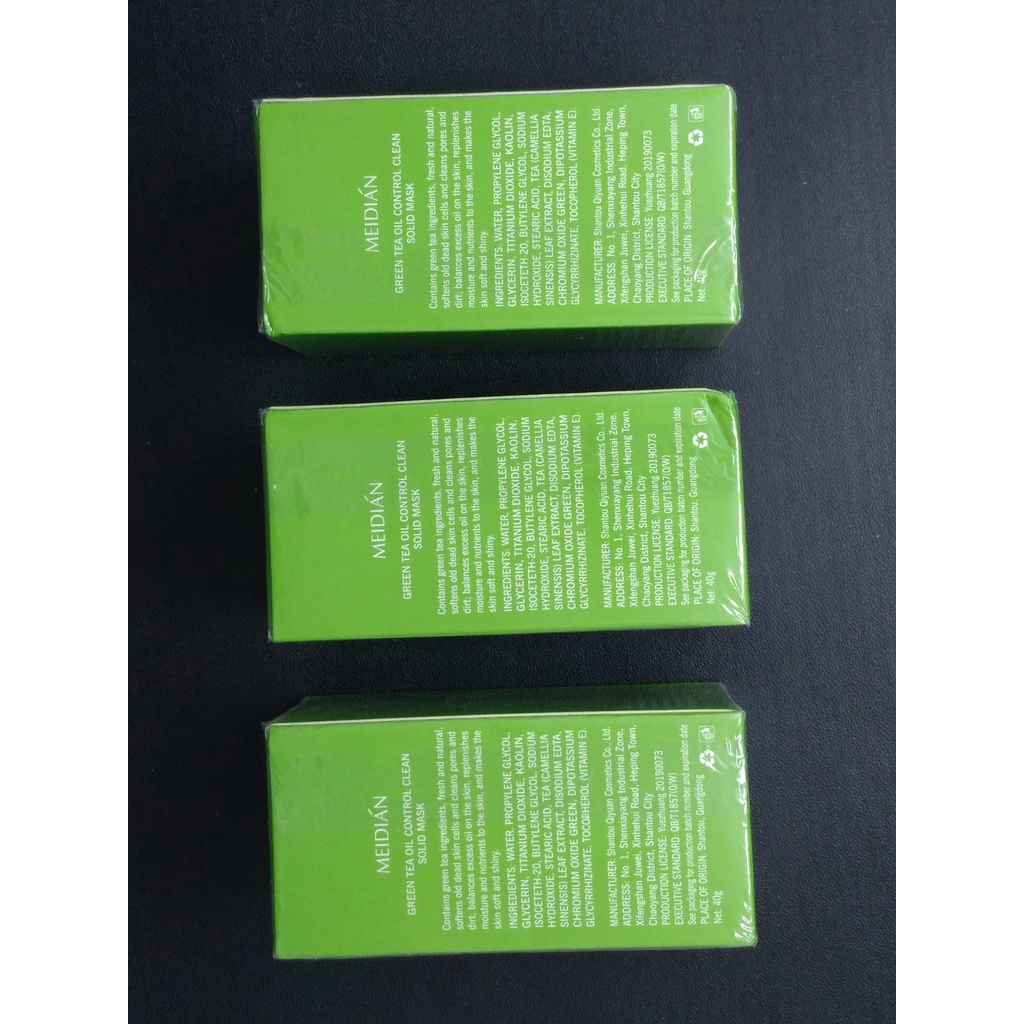 Meidian Green Mask Stick Original 40gr Green Tea Masker Stik Oil Control Clean Solid Mask Menyeimbangkan Minyak Berlebih Pada Kulit Mengangkat Sel Kulit Mati Menghilangkan Komedo