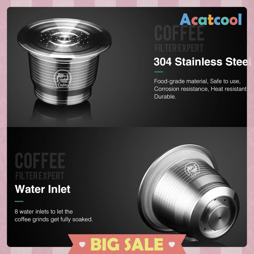 Reusable Stainless Steel Coffee Capsule Cup Nespresso Coffee Filter Set