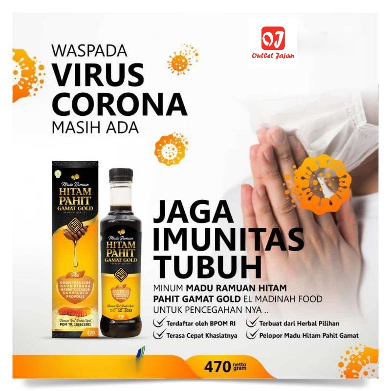 

Madu Asli / Madu Murni / Madu Ramuah Hitam Pahit Gamat Gold - Madu Hitam Murni Asli El Madinah 470gr