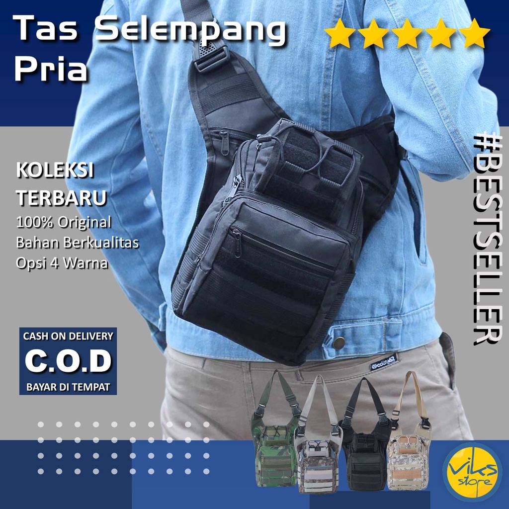 Tas Selempang Army Pria Cowok Sling Bag Bahu Casual Multifungsi Size Besar Lokal Premium