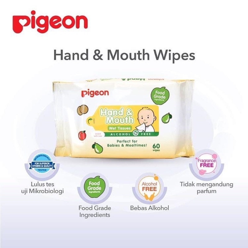 Pigeon Wipes Hand Mouth Antibacterial Wipes Tisu Basah Bayi Tissue Basah Tangan Mulut Antibakteri Perlengkapan makan bayi foodgrade