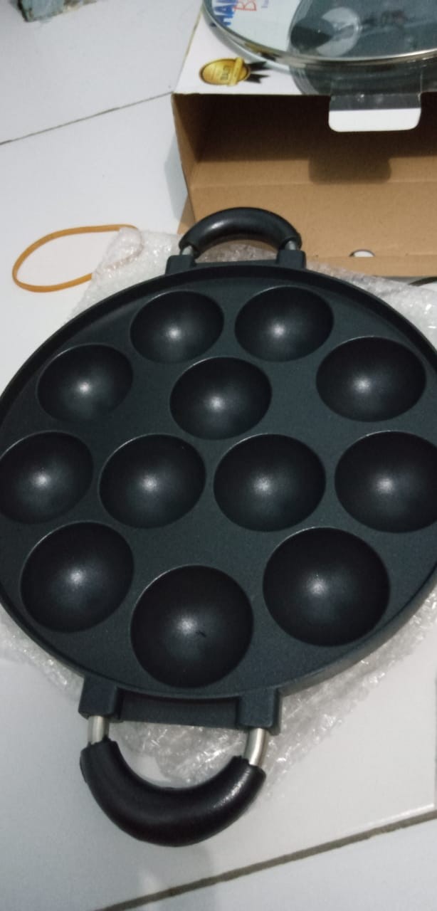 Cetakan Takoyaki Jumbo 12 Lubang + Tutup Kaca