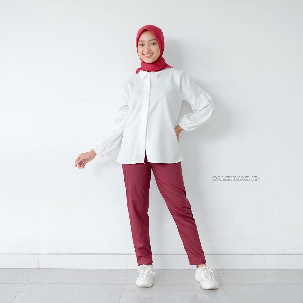 BAGGY PANTS AMERICAN DRILL (celana beggy panjang bagy wanita)-MARUN