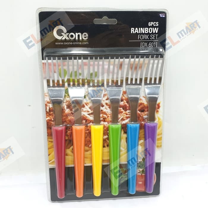 OXONE Ranbow fork set 6pc OX 601 - Garpu makan stainless tebal Ori