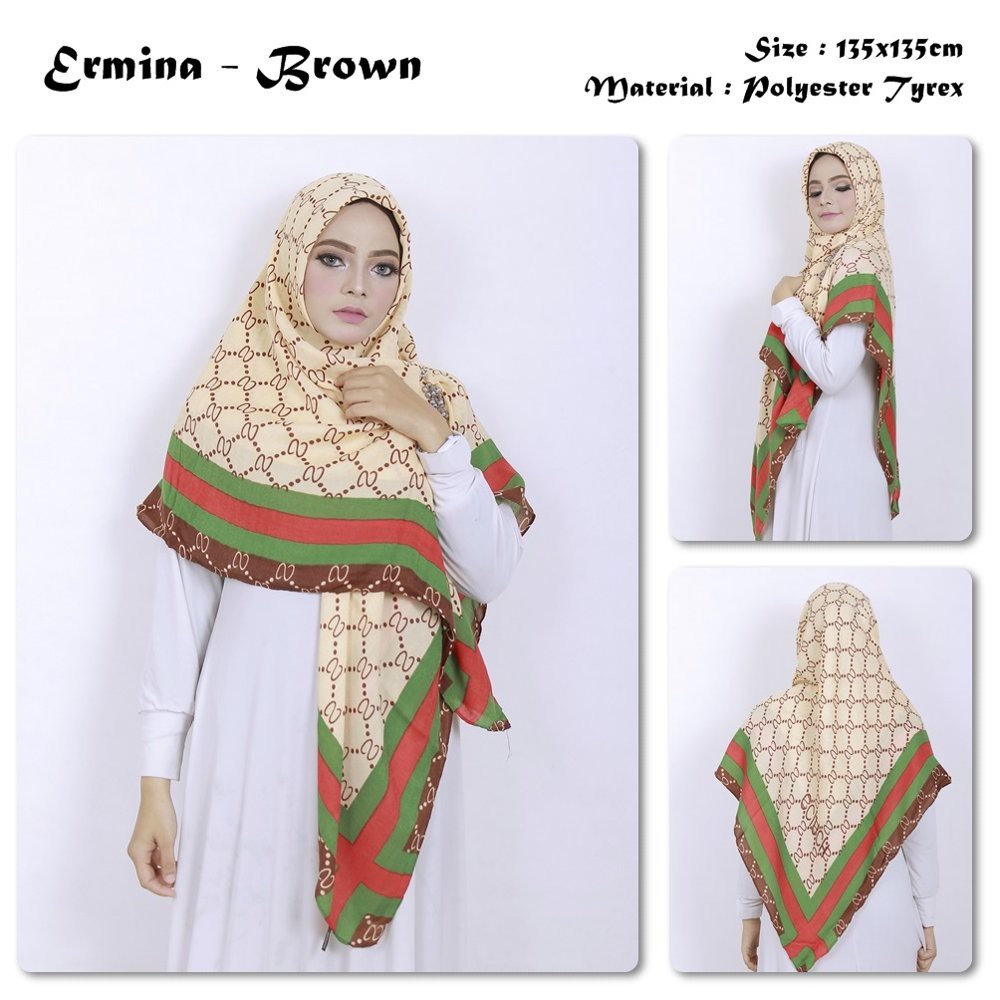 KERUDUNG SEGI EMPAT GUCCI - JILBAB TYREX - HIJAB BESAR MOTIF