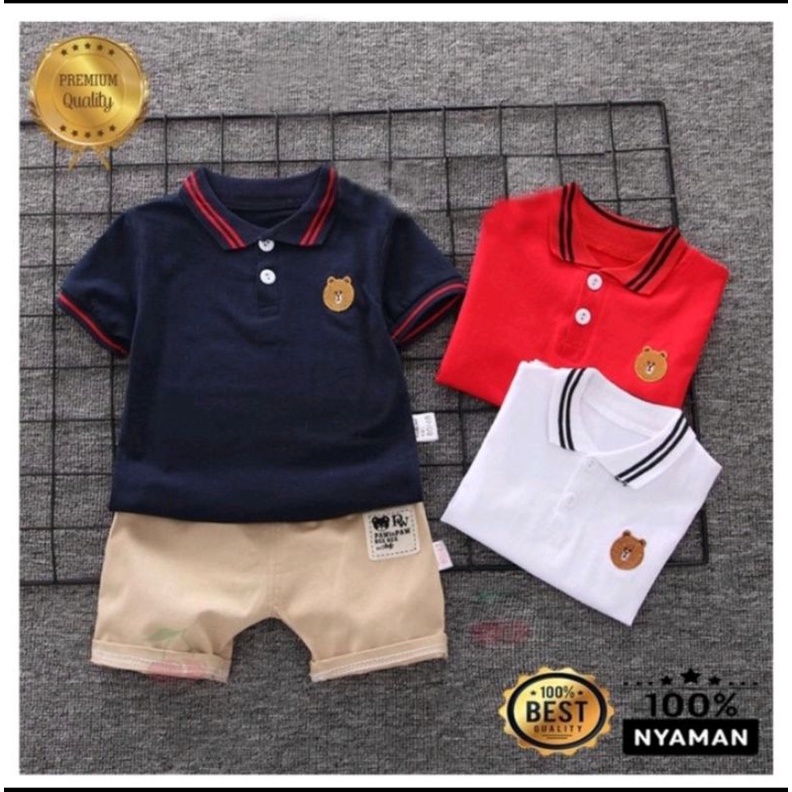 BAJU SETELAN ANAK LAKI LAKI DAN PEREMPUAN 1-5 THN MOTIF LITTEL POLLO