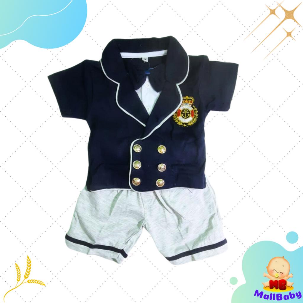 Baju Bayi Laki Baru Lahir Setelan Pakaian Anak Cowok Newborn Rompi Dasi School Mall Baby