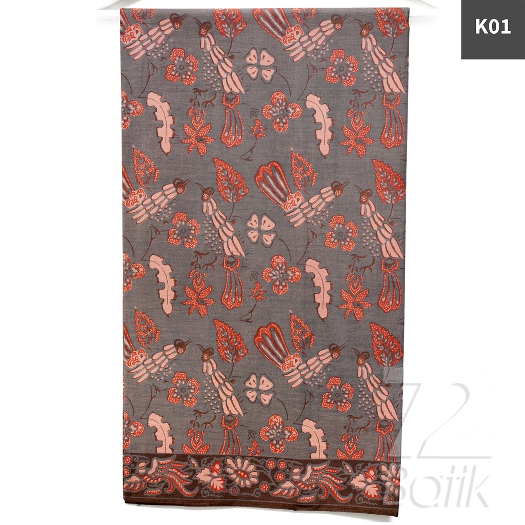 KAIN BATIK PREMIUM Bahan Katun Motif Burung Kembang Warna Coklat 723698 Cap 72 Jarik Jarit Samping Kebat Panjang Batik Katun Modern Premium Bahan Seragam Batik Pernikahan Kantor Keluarga Murah Kamen Jadi Batik Bali Lembaran