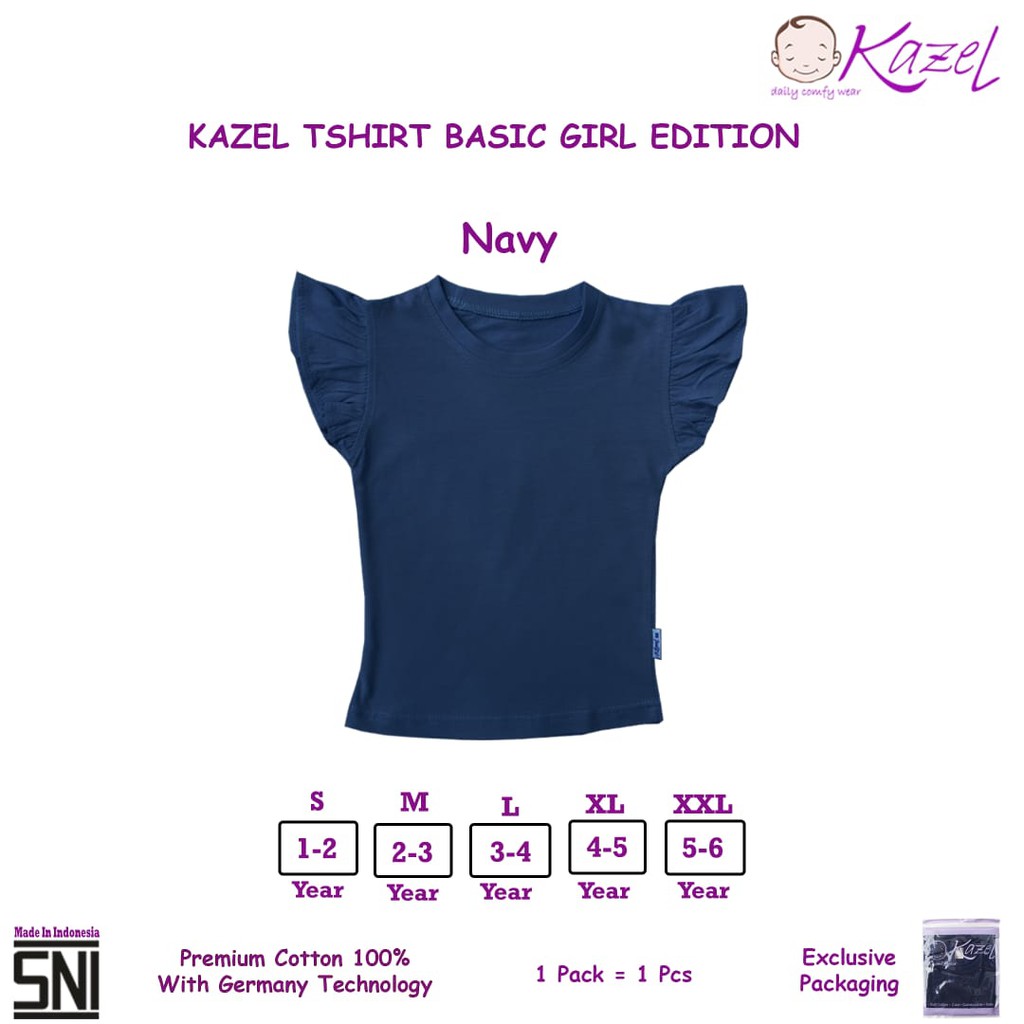 KAZEL TSHIRT BASIC GIRL KAOS ANAK MURAH BAJU ATASAN ANAK BAJU BAYI RUFFLE 0-5 Tahun