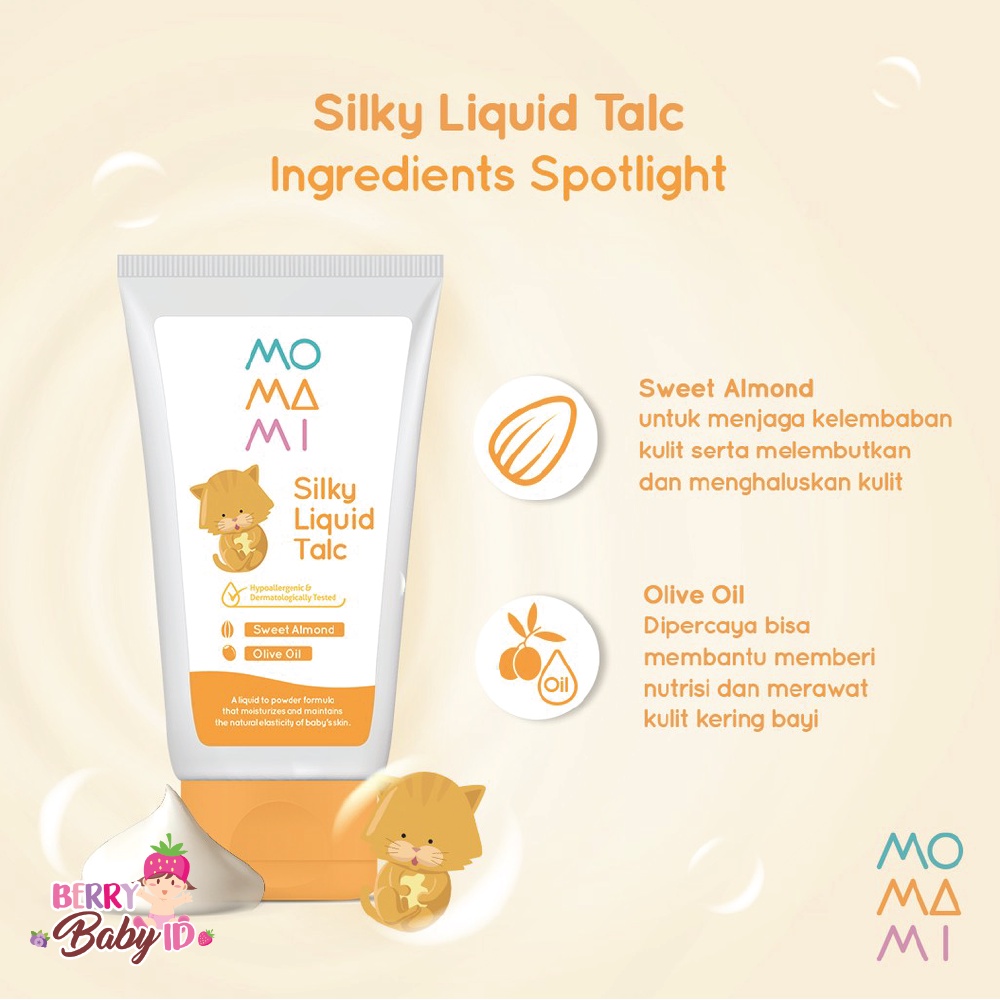 Momami Silky Liquid Talc Lotion Cream Bedak Cair Bayi Anak Mo Ma Mi Berry Mart