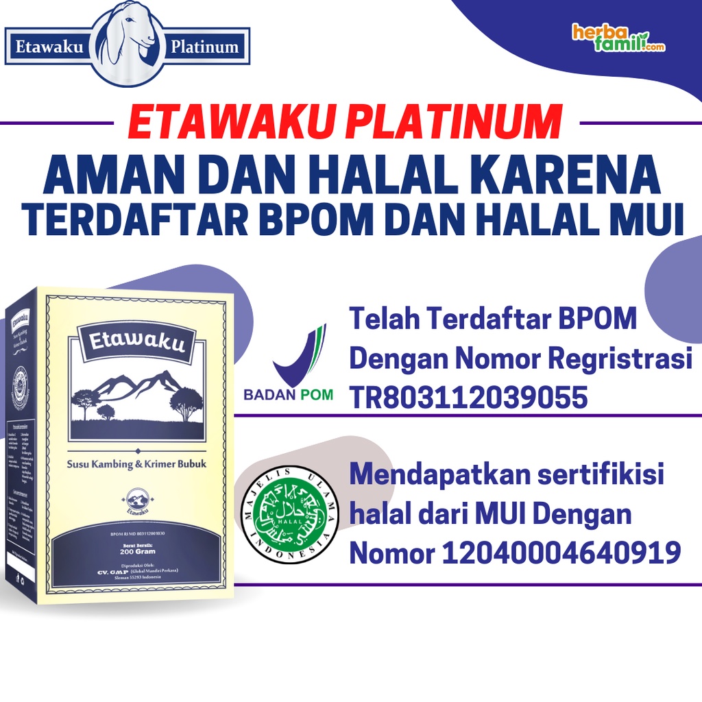 [PROMO] 3 BOX SUSU KAMBING ETAWAKU PLATINUM &amp; KRIMER NABATI BUBUK 200 gr / SUSU KUALITAS PREMIUM LOW SUGAR