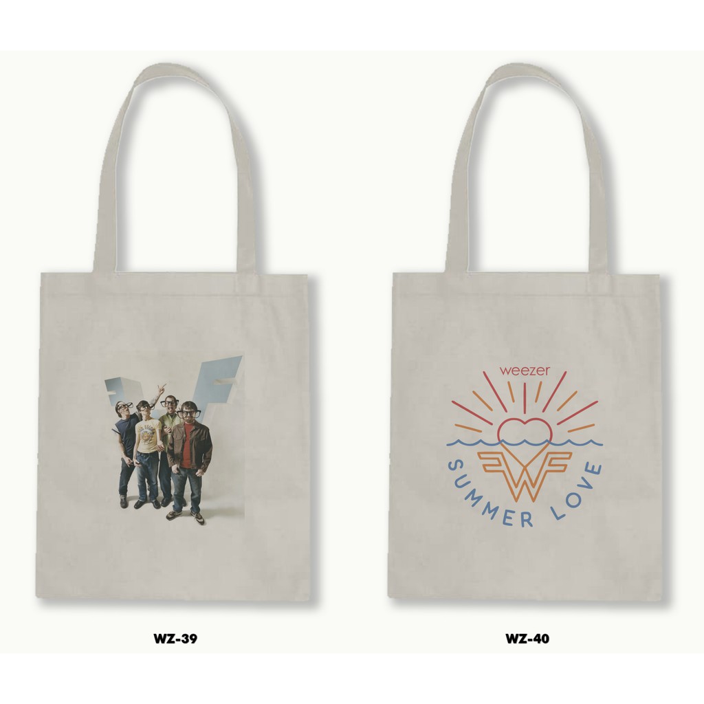 Tas Tote Bag Resleting Kanvas/Blacu  - Weezer .03