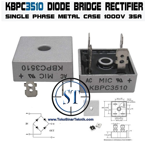 Dioda Bridge KBPC3510 3510 35A 1000V Silicon Kiprok Jembatan Rectifier Mic Hgh Quality Product