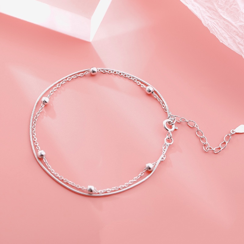 Roselife Gelang Tangan Rantai Silver S925 Wanita Desain Rumbai Bola Bintang Simple Gaya Korea