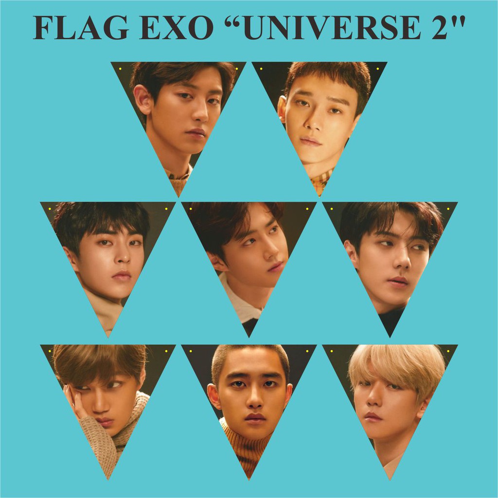 BUNTING FLAG EXO UNIVERSE Plus Tali Souvenir Kpop Murah