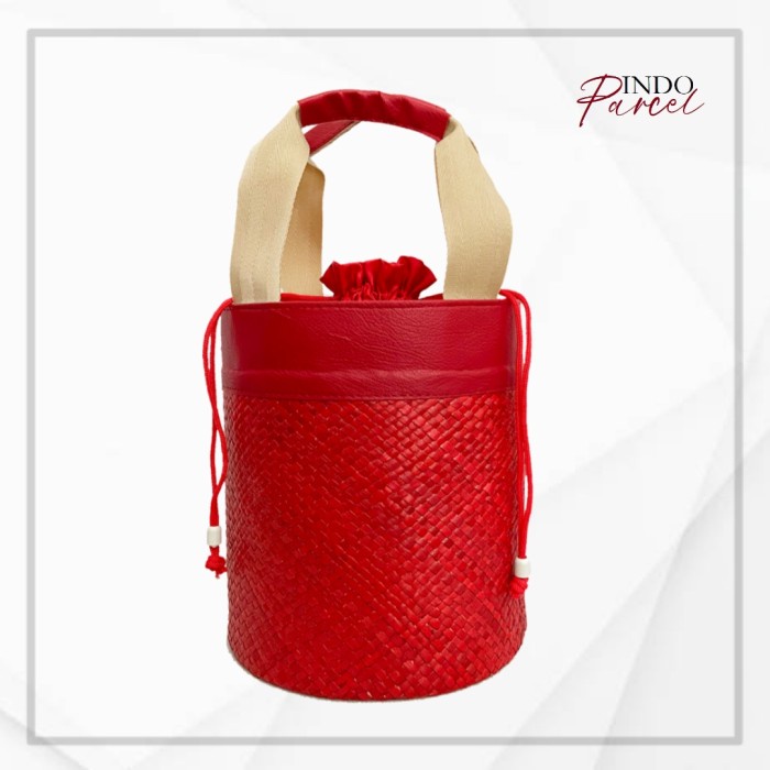 

✨ BISA COD ✨ INDOPARCEL - Tas Parcel Anyaman Hampers Keranjang Anyaman Goodie Bag - Merah