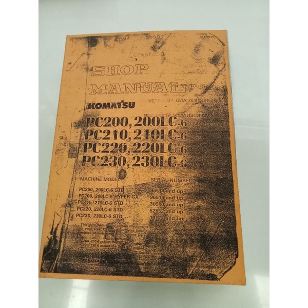 

buku shop manual excavator Komatsu PC 200-6 SN 96514 & up