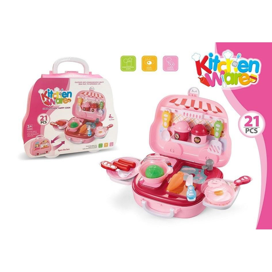 mainan anak kitchen ware set koper - mainan masak-masakan anak kecil -  A108