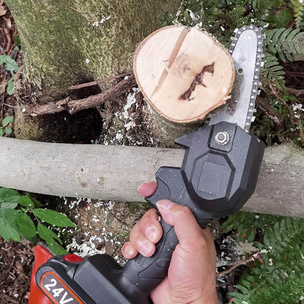 Mini Electric Chainsaw G24V - Alat Gergaji Tangan Mini Bisa Dicas Cocok Potong Dahan, Triplek, Dan Bahan Kayu Lainnya