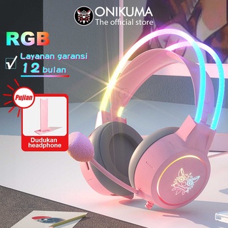 Onikuma X15 Pro Gaming Headset Noise Cancelling Mikrofon dengan Lampu RGB Headphone Game untuk Ponsel Laptop PS4 PS5 PC XBOX Earphone Bercahaya