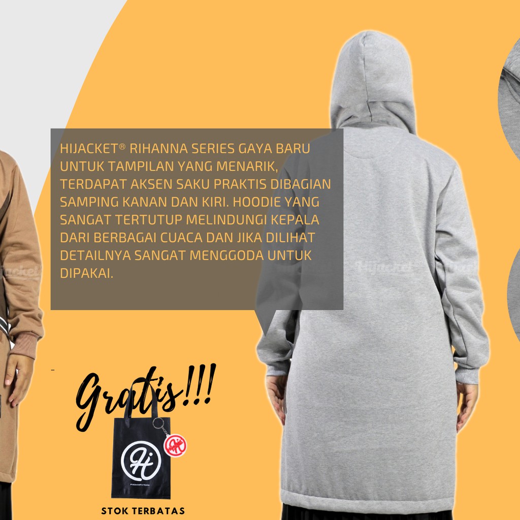 New HJ-RHN GREY HIJACKET® RIHANNA  / jaket wanita muslimah / jaket hijaber hijaker rihana-2