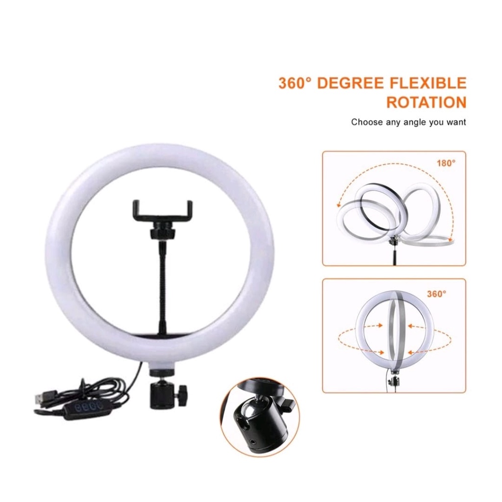 Ring Light LED Ring Fill Light 26 Cm-Ringlight Lampu Photo Selfie Make Up Live Tiktok Vlogger Live steaming-Streamer-Ring Light 3 Pilihan Warna + Stand Tripod Free Holder