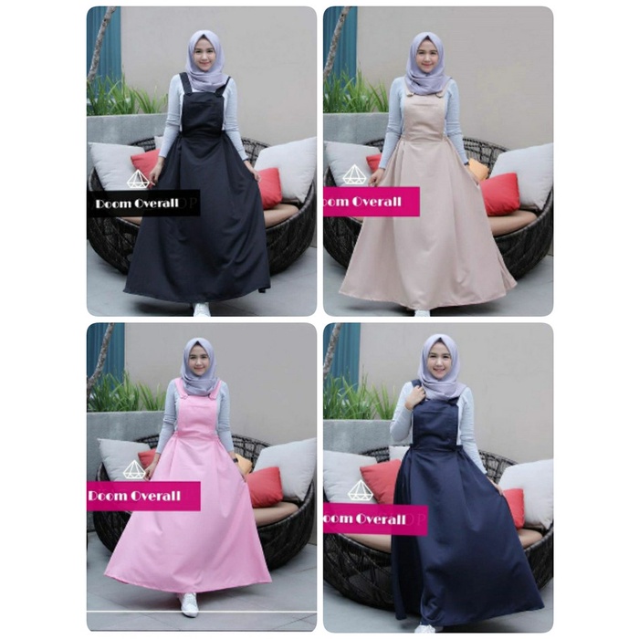 TERBARU    kelly overall long skirt/rok kodok panjang muslim/rok bertali remaja