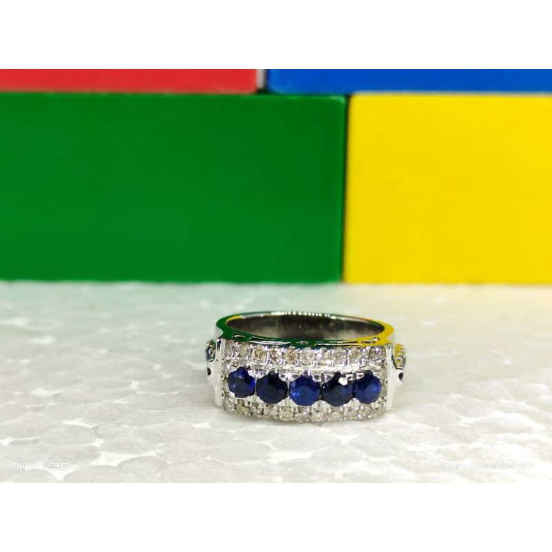 Cincin Wanita Natural Blue Sapphire