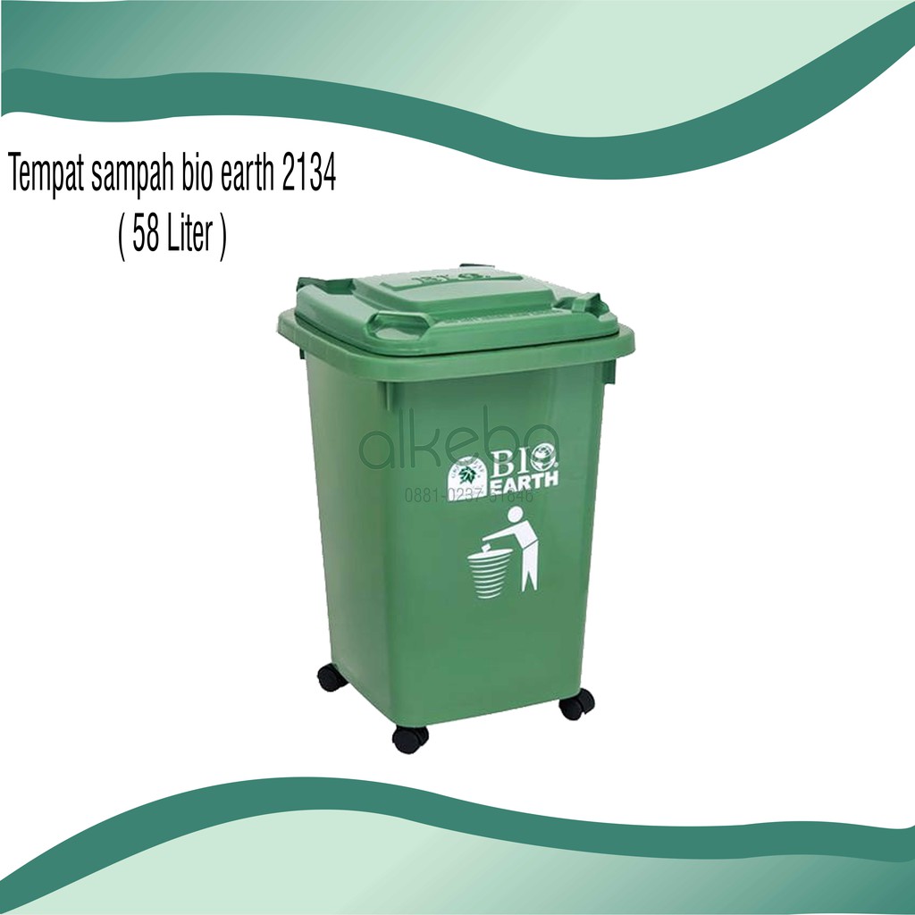 TEMPAT SAMPAH Roda Dorong 58 liter BIO EARTH 2134 dust bin roda empat