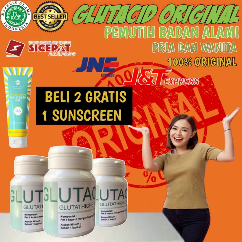 GLUTACID ASLI 100% ORIGINAL WHITENING BOOSTER BPOM HALAL GLUTACID PEMUTIH BADAN