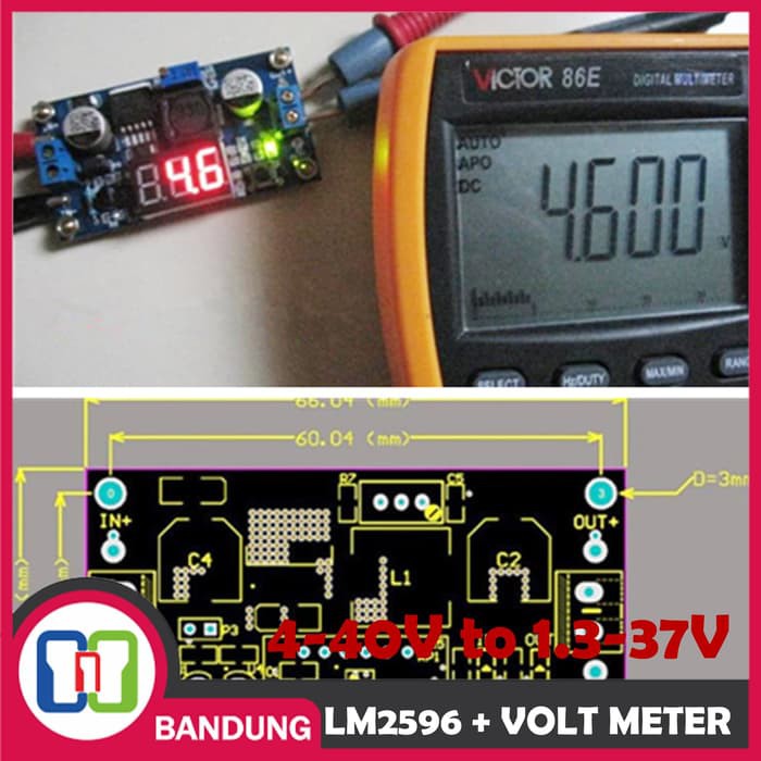 LM2596 DC-DC ADJUSTABLE STEP DOWN 4-40V to 1.3-37V LED VOLTMETER