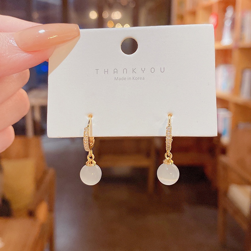 Anting Tusuk Sterling silver 925 Hias Batu Opal Zircon Mewah Untuk Wanita
