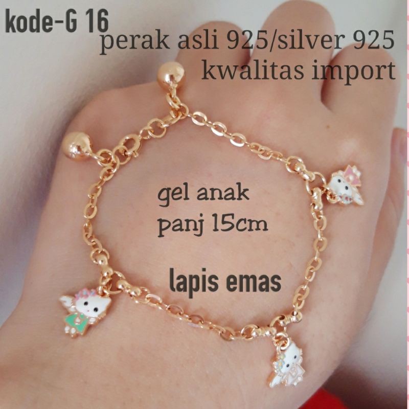 GELANG ANAK/GELANG KUNING ANAK/GELANG HELLO KITTY/GELANG PERAK/PERAK ASLI 925/SILVER 925/GELANG BAYI