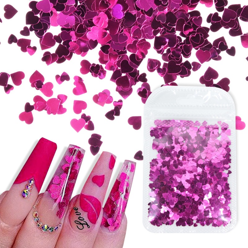 Siy 12warna PET Glitter Flakes Hiasan Nail Art Hati Glitter Flake