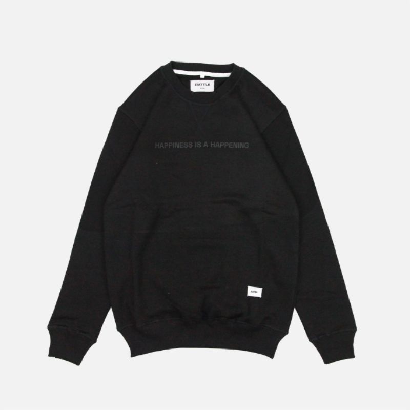 CREWNECK HITAM RATTLE - HAPPINESS