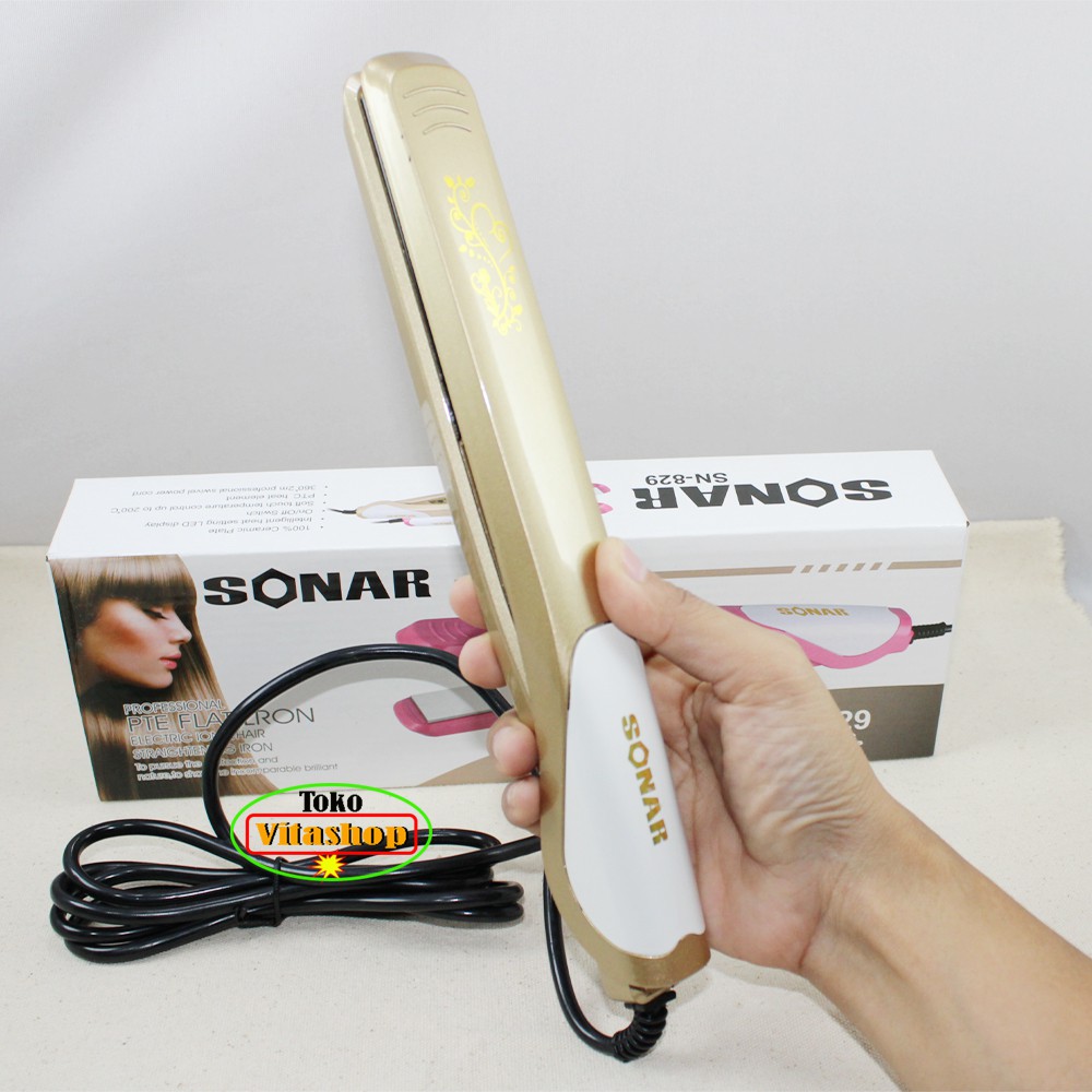 Catokan Rambut Suhu Sonar SN-829 GOLD Catok Alat Pelurus Rambut Salon