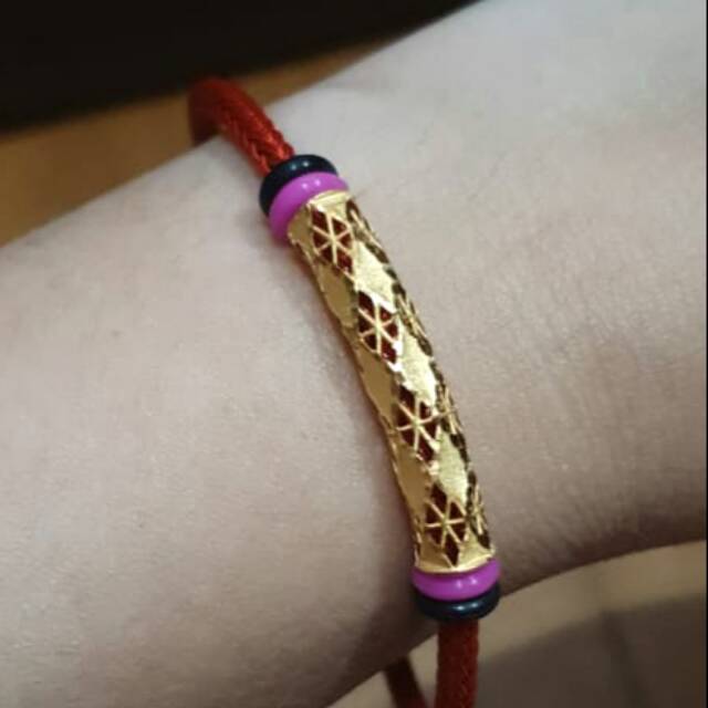 Gelang Tali Kekinian dengan hiasan emas asli