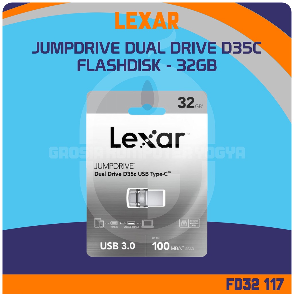 Lexar JumpDrive Dual Drive D35c USB Type-C USB 3.0 32GB Flashdisk