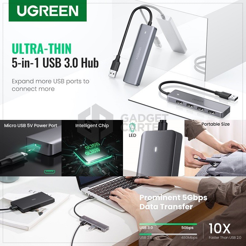 UGREEN 50985 USB HUB 3.0 WINDOWS MAC LINUX ADAPTER CONVERTER EXTENSION