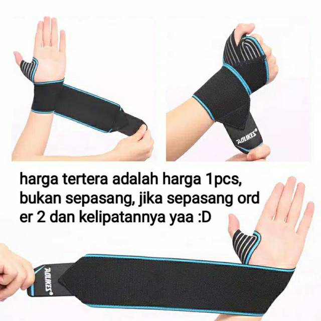 Wristband wrist wrap AOLIKES pelindung pergelangan tangan glove gym fitness sports wrap straps