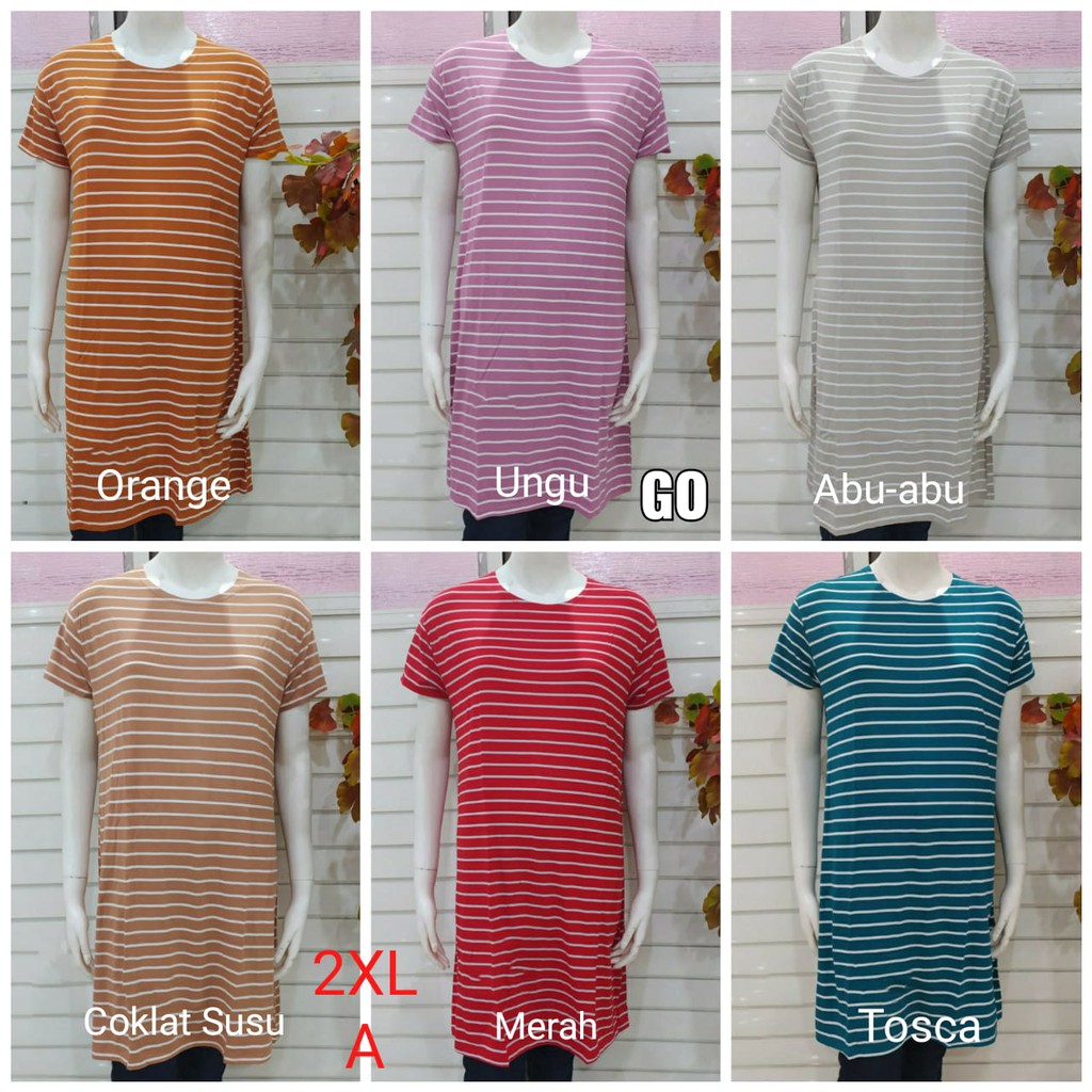 gof DS-2 LMN DRESS/DASTER Wanita Casual Salur Pakaian Perempuan Lengan Pendek