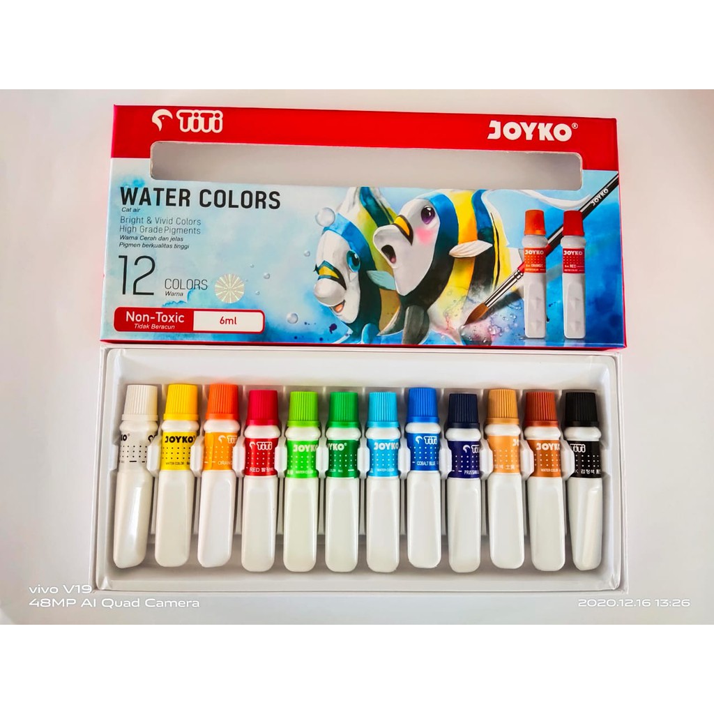 

JOYKO Water-Colours 6ml 12 colors warnai color warna menggambar mewarnai kertas gambar bisa untuk kado