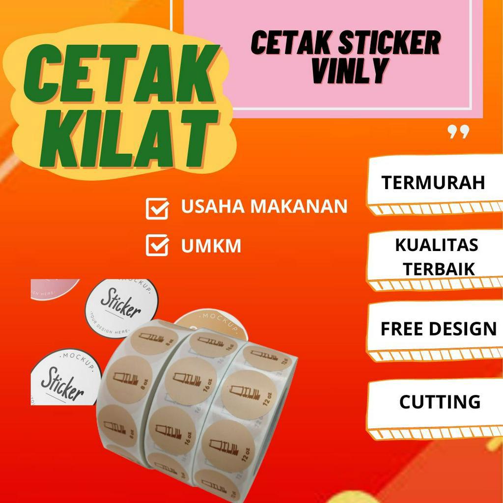 

[FREE CUTTING] CETAK STIKER LABEL MAKANAN MINUMAN/LOGO MURAH VINYL TRANSPARAN