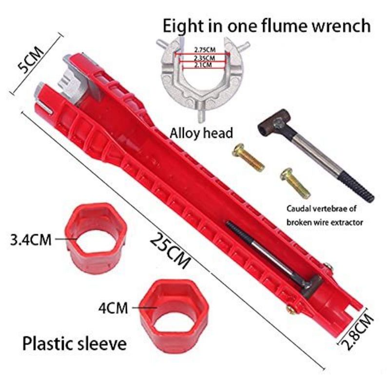 8 In 1 Kunci Pas Wastafel/Kunci Pipa Kran Watafel/Faucet Wrench Sink Installer Tool