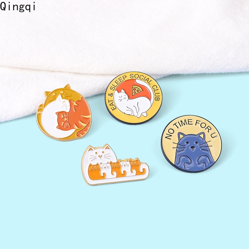 Bros Pin Enamel Bentuk Kartun Hewan Kucing Untuk Anak