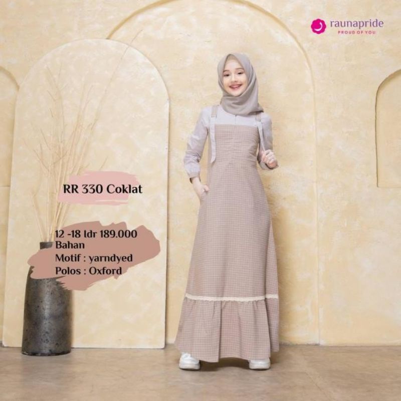 Gamis Rauna RR330 coklat/RR331 Navy/RR332 Merah