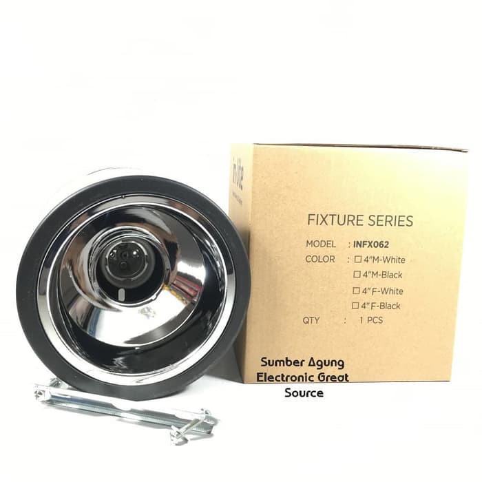 Downlight Tabung Hitam Bulat Tempel OB 4inch Merk inlite INF062